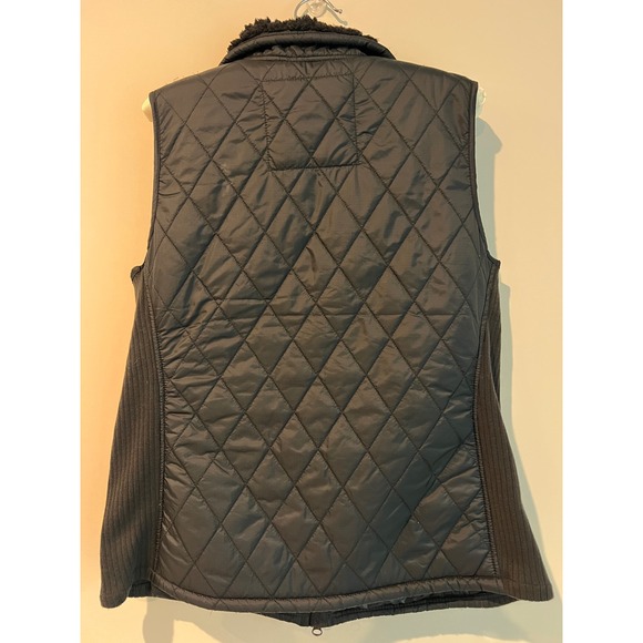 LL Bean Quilted Fleece Lined Vest Womens M REG Black Zip Up Puffer - Picture 3 of 6